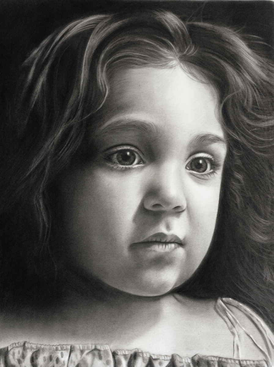 Retrato al carbón sobre lienzo